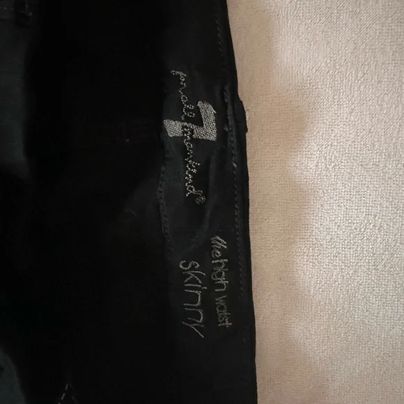7 For All Mankind Jet Black Fitted Skinny Jeans - Picture 2 of 4